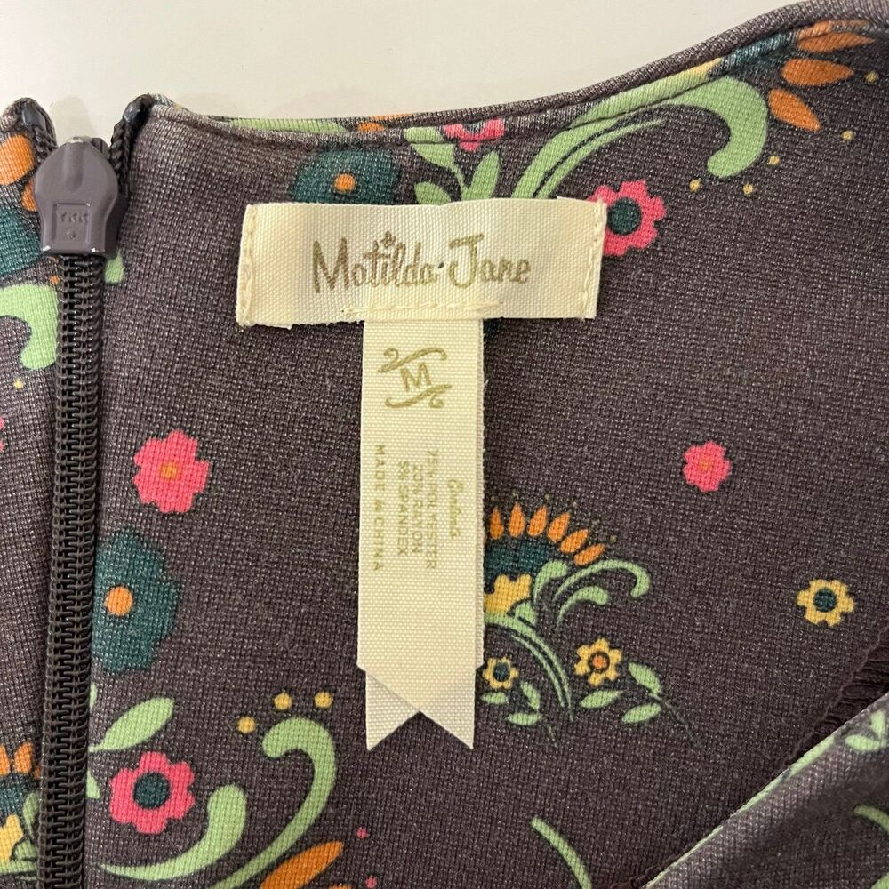 Matilda Jane Maja Ponte Brown Floral Dress size Medium - Picture 5 of 5